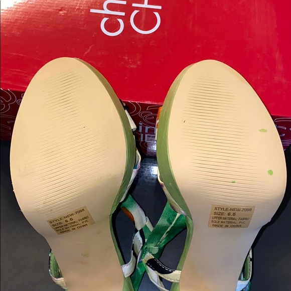 New Charming Charlie Green Heeled Platform Sandals - Picture 7 of 12